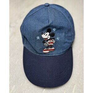 Mickey Mouse USA Flag Patriotic America Denim Jean Hat Cap One Size